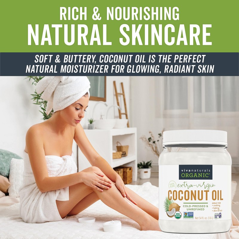 Viva Naturals Organic Coconut Oil, 54 fl oz – Unrefined,