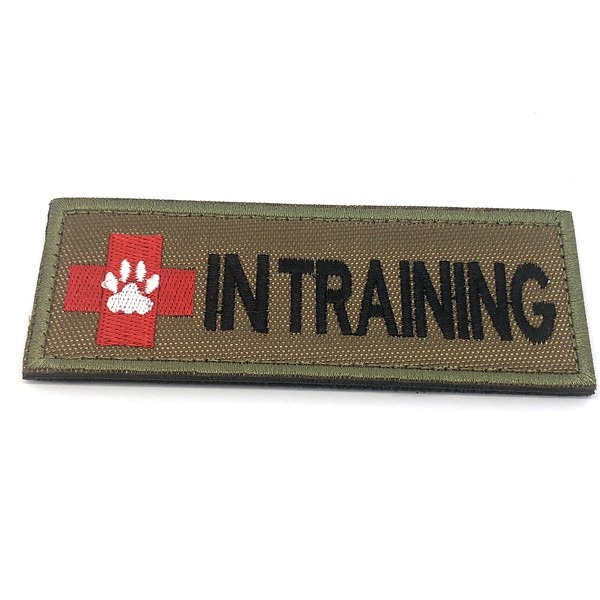 Support Dog K9 In Training Embroidered Airsoft Paintball Patch, brown