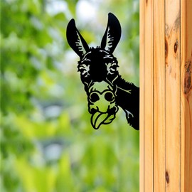 CCWORAN Metal Donkey Garden Ornaments For Fences Decorations Outdoor Home Donkey Animals Garden Decor Sculptures Rusty Cast Iron Silhouettes Tree Yard Wall Art Gift DonkeyC
