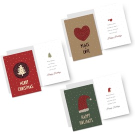 easykart labels 120 Christmas Holiday Greeting Cards, 5.75" x 4.25" - 3 Assorted Cute Designs with Envelopes For Friends, Family and loved Ones..