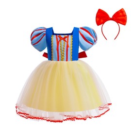 Lito Angels Princess Snow White Dress with Headband for Toddler Girls, Party Costume, Fancy Dress, Size 3-4 Years 104