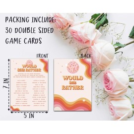 Disco Wedding Shower Games, Would She Rather Bridal Shower Games Cards, Retro Bachelorette Party Game Ideas, Engagement Party Supplies & Activity, Set of 30 Cards -B05