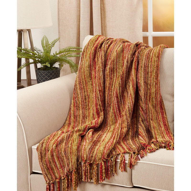 SARO LIFESTYLE Multicolor Chenille Throw Blanket, Multi, 50"x60"
