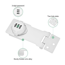 M METERXITY 2-Pack Keyless Combination Lock, 4.3" Zinc Alloy Mechanical Password Twist Knob Hasp Locks Latch, 90/180 Degree Barn Door Lock for Cabinet/Closet/Garage/Drawers/Garden [White]