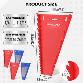 4-Pack Magnetic Wrench Organizer, 64-Slot Premium Wrench Rack Holder Tool Trays for Toolboxes Drawer Storage, SAE (1/4" - 1-1/16") & Metric (6mm - 24mm)