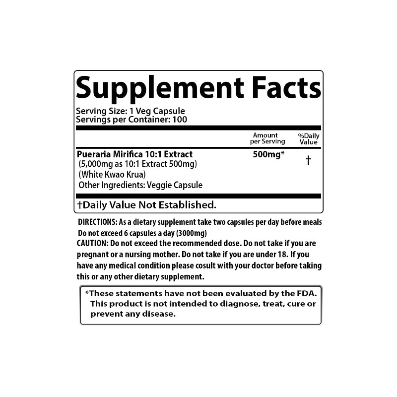 White Pueraria Mirifica 100 Capsules Kwao Krua Powder Imported From
