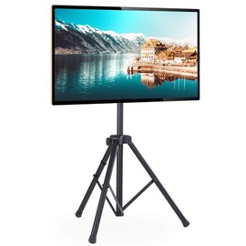 Portable TV Tripod Stand with 360 Swivel and Tilt Mount for 32-60 inch LED LCD OLED Flat Screen TVs/Monitors, Height Adjustable Foldable Mount Stand, Black Floor Display Stand with Max VESA 400x400mm
