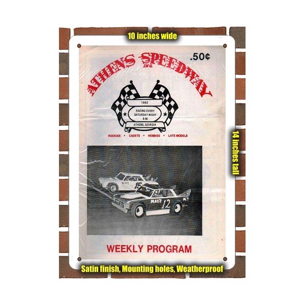 METAL SIGN - 1982 Athens Speedway Racing Program - 10x14