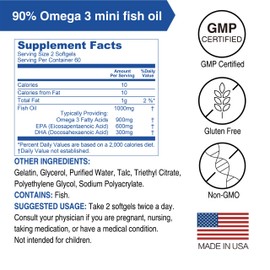 Lovita rTG 90 Mini Fish Oil, 2000mg Daily| High Absorption rTG Form, 90% Omega-3 | Burpless, Easy to Swallow | Support Healthy Heart, Brain and Eyes | 120 Enteric-Coated Softgels