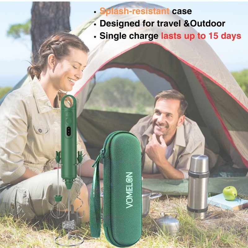 Rechargeable Milk Frother Handheld 3 Speed Coffee Foamer [3 Whisk]