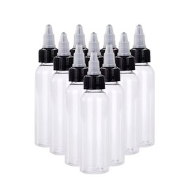 KingWei - Botellas de tinta vacías de 1 onza, 10 unidades de tapa giratoria de 30 ml, recipiente de pigmento de plástico transparente transparente, accesorios para botellas de 1 onza, botellas de compresión de 30 ml (10 unidades de 1 onza)