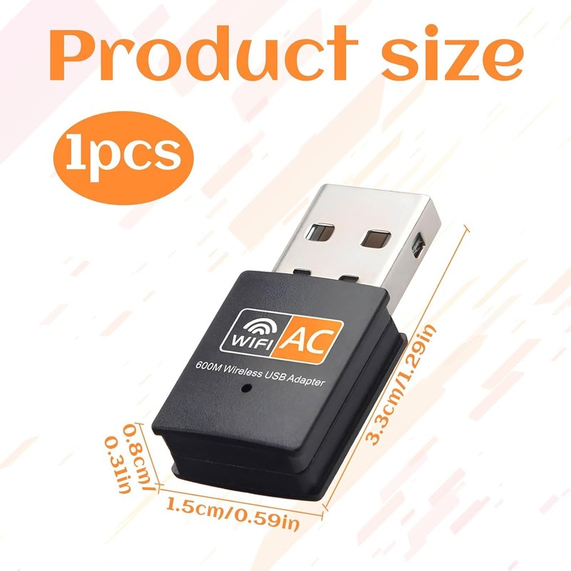 Dual Band WiFi Adapter, AC600 802.11AC USB Wireless Network Dongle,
