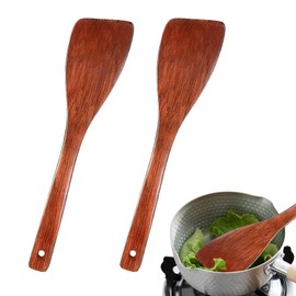 Pack of 2 Wooden Spatulas, Wooden Cooking Spoons, Spatulas, Cooking Spoons, Wooden Spatulas for Cooking, Kitchen Spatula, Wooden Spatula, Wooden Spatula, with Long Handle Made of Solid Wood Hardwood