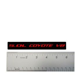 5.0L Coyote V8 RED on Black Highly Polished Real Aluminum Emblem