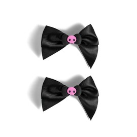 Skull Bow Clips Cartoon Anime Hair Clips Y2k Hairclips Hair Accessories for Girls Women (Black-2)