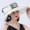 Elegant Women's Organza Sun Hat Wide Brim Flower Decorated Travel