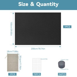 NVGVUP Magnetic Blackout Blinds Stick On, Blackout Material, 200 × 150 cm Portable Black Out Blinds Curtains, No drilling 24 Magnets, Cuttable, for Shading Interior Windows & Skylights