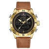 NAVIFORCE Male PU Band Quartz Electronic Watch Waterproof Sports Wristwatch(Gold)
