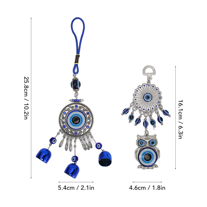 2pcs Blue Eye Owl Ornament Good Luck Attract Wealth Fashionable