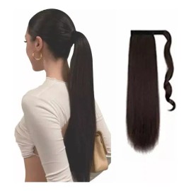 Coleta Postiza Cabello Lacio Caballo Natural Extensiones Color Negro