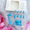 Flower Press on Nail Blue Floral False Nail Medium Square