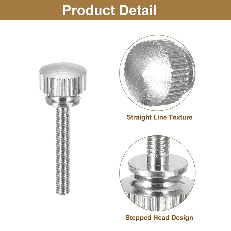 sourcing map M3x20mm Knurled Thumb Screws, 6pcs Brass Knurled Thumb