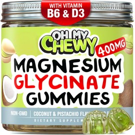 Center-Filled Magnesium Glycinate Gummies 400MG - High Absorption for Kids, Teens & Adults - Supplement for Sleep, Calm & Muscle Relaxation with B6 & D3 - Gluten Free & Vegan Friendly - 60 Count