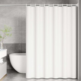 Heavyoff Shower Curtain Liner, Water-Repellent PEVA Plastic Shower Liner Lightweight Machine Washable for Modern Hotel Bathroom Decor White, 59" W x 71" H