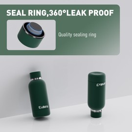 Exllena Small Water Bottle 12oz with Clip, Double Wall Stainless Steel Vacuum Small Insulated Water Bottle Keeps Drinks Cold 24 Hrs/Hot 12 Hrs for Kids Handbag School BPA Free (Emerald Green)