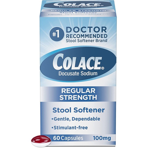 Colace Stool Softener, Capsule 60 per Bottle, 100 mg Strength Docusate Sodium, 67618010160 - One Bottle