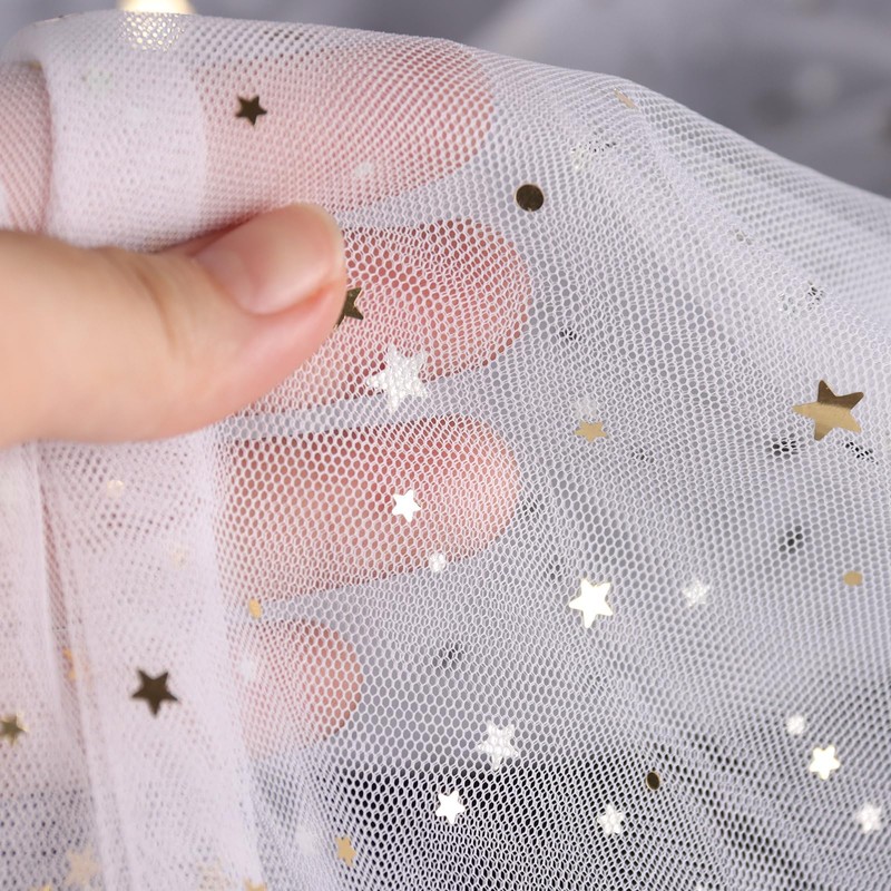 HAVII 59" x 4 Yards White Glitter Tulle Rolls Star