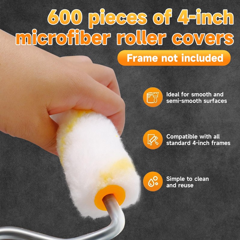 CONEHOY 600 Pcs 4 Inch Paint Roller Covers Mini Paint