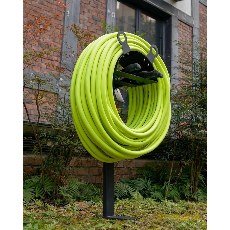 idyllictime Garden Hose Holder Stand for Outside with Tool Organizer