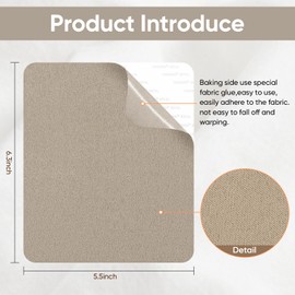 TYJLII Suede Couch Patch Repair Fabric,6-Piece Self-Adhesive Microfiber Patches，Quick Fix Sofa Chair Car Seat,Furniture,Upholstery Repair Kit. (Beige)