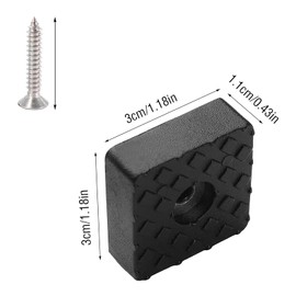 ATB-Foger Pack of 12 Square Rubber Buffers, Black, Non-Slip Elastic Buffers, Non-Slip Furniture Rubber Feet, Screw-On Used to Protect Tables, Chair Legs and Floors (30 x 30 x 11 mm)
