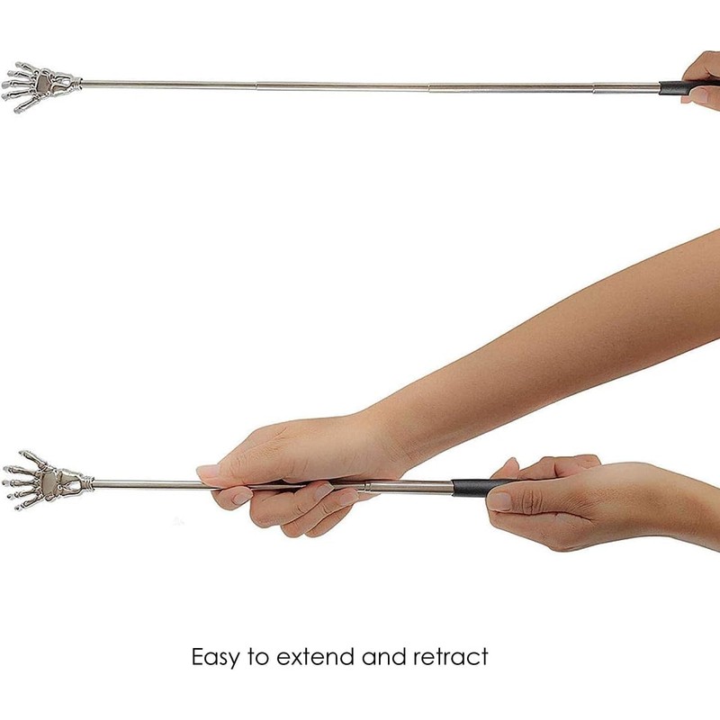 GEEKBOX Extendable Back Scratcher Stainless Steel Telescopic Design with Rubber
