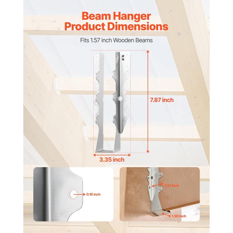 VEVOR 50 Pcs Joist Hanger, Inner Dimensions 1.57 x 1.50