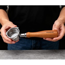 VOURMIO 51mm Bottomless Portafilter for CM5418, 3 Ears Espresso Portafilter Compatible for CASABREWS CM5418, 3700Essential and 5418 Pro, Stainless Steel Filter Basket with Wood Handle and Puck Screen