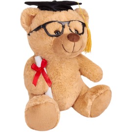BRUBAKER Teddy Plush Bear with Glasses, Diploma and Graduation Hat - Cuddly Toy for Graduation, Graduation or Study - 25 cm - Plush Toy - Light Brown