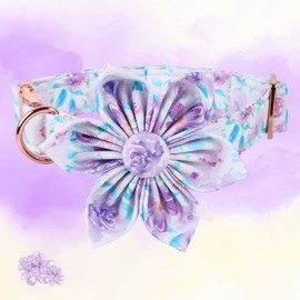 Lionheart Glory Dog Collar, Purple Dog Collar with Flower, Cute Floral Pattern Pet Collar Adjustable Dog Collar for Small Dogs