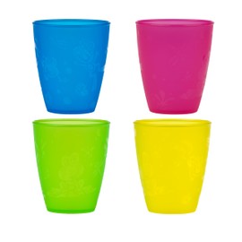 Nuby Plastic Fun Drinking Tumblers, Colors May Vary, 10 Oz, 4 Count