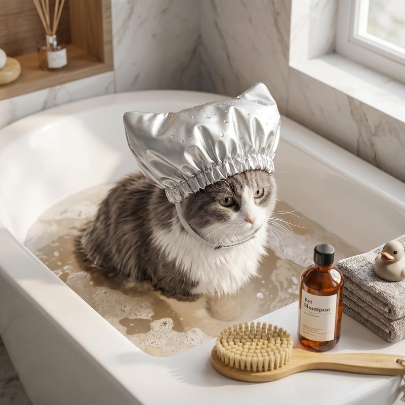 Pet Shower Caps, Swimming Cap for Cat Dog, Waterproof Bonnet,
