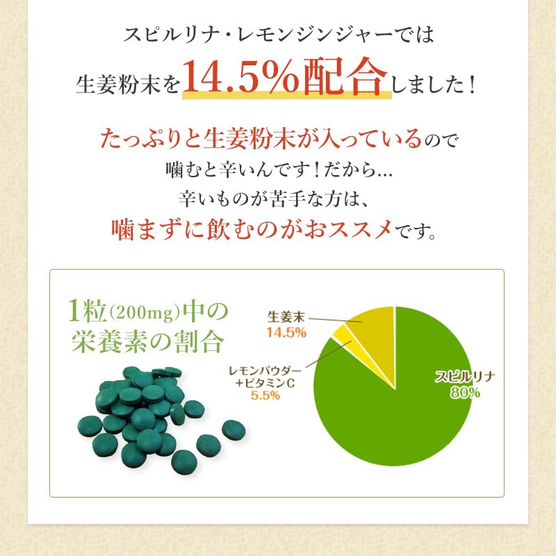 スピルリナ・レモンジンジャー 1800粒 約45日分