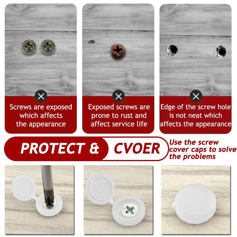 Aieino 150pcs Plastic Cover Caps for M4-M6 Screws, Snap Disc