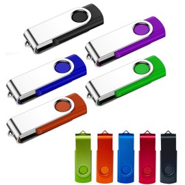 USB Stick 32 GB Pack of 5, WISEORANGE USB 2.0 Memory Stick 32 GB Rotate Multicoloured Data Storage for PC/Laptop/Car Radio/TV