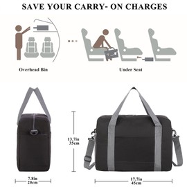 lifwimner Hand Luggage Bag for Aeroplane 45 x 32 x 18 cm Travel Bag Small for Men and Women Weekender Bag Cabin Bag Foldable Hand Luggage Suitcase with Wet Bag, black, Fashionable