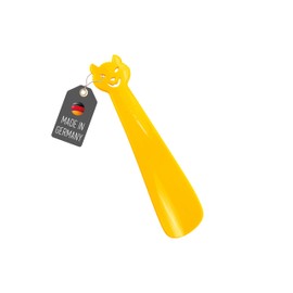 Lantelme Kinder Schuhlöffel auch für Baby | Farbe Gelb | Kindgerechter kleiner Schuhanzieher aus Kunststoff 18 x 4cm | Mit fröhlicher Figur | Made in Germany (Gelb)