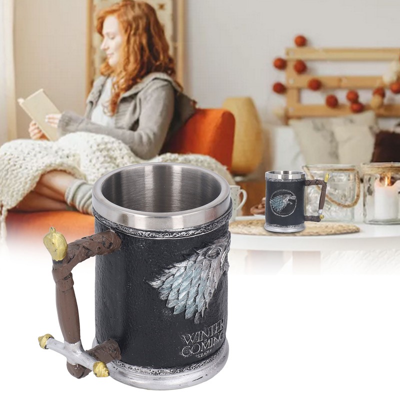 Stainless Steel Liner Mug Resin Decorative Hand Painted Beer Cup