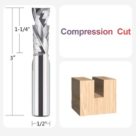 SpeTool Brocas de compresión en espiral hacia arriba y hacia abajo de 1,27 cm de diámetro de corte, broca CNC de carburo sólido larga para carpintería, tallado, grabado