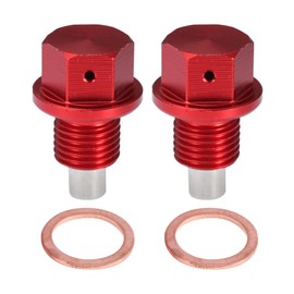 A ABSOPRO 2 Set Oil Drain Screw Aluminium M12 x 1.25 with 2 Washers Red